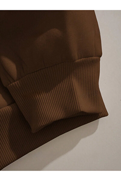 Harmandar Пухкав суичър унисекс Brooklyn Brown - 3 прежди, кенгуру джоб, суичър с качулка