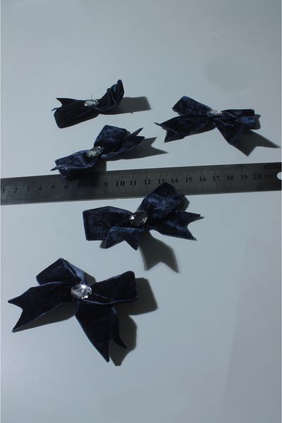 ÖZPAŞ TEKSTİL VE AKSESUAR Μπλε Navy Velvet Stone Bow 2 τεμάχια