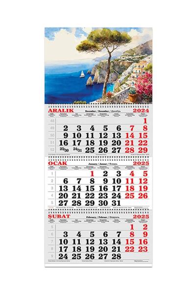 KESKİN COLOR Keskin Color 2025-3 Aylık Spiralli Jumbo Denizci Takvim-Akdeniz