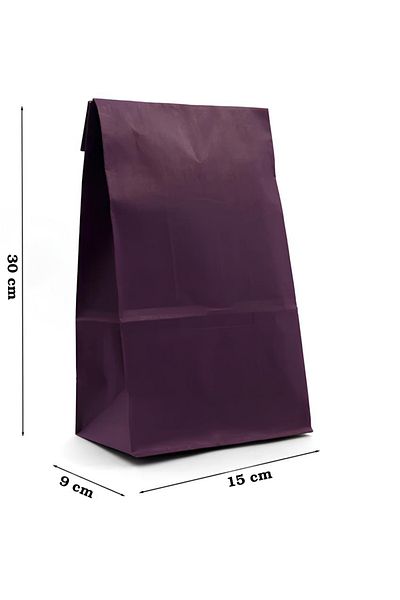 AL Bİ 90LIK Kraft Square Bottom Paper Bag - 15X30X9 Cm, Purple 10 Pieces