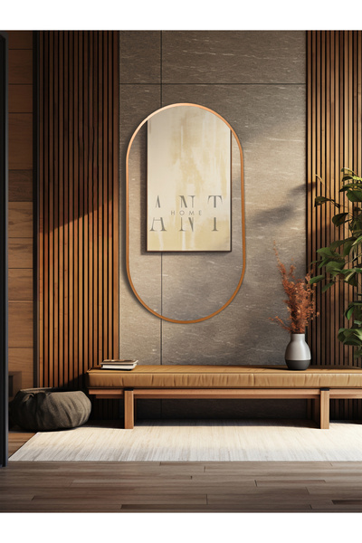 ant home Dekoratif Ayna Duvar Aynası Konsol Aynası Mdf Elips Ayna 90X50 CM