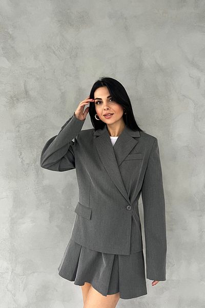 Seda Yalçın Atelier Gray Double Breasted Side Buttoned Blazer Jacket