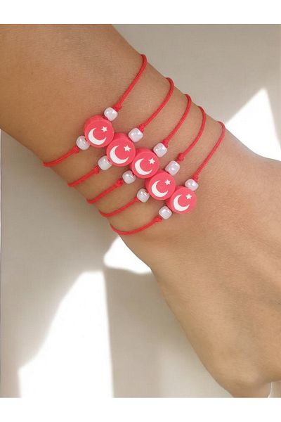 Amabel Jewelerys Turkish Flag 5 Piece Rope Bracelet
