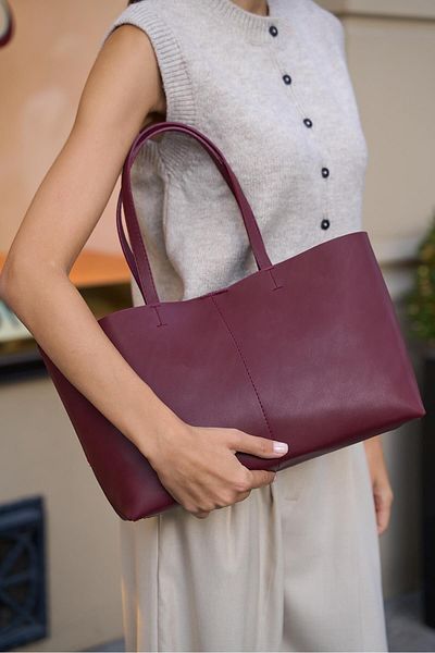 Madamra Minimal Tote Hand- und Umhängetasche für Damen in Weinrot