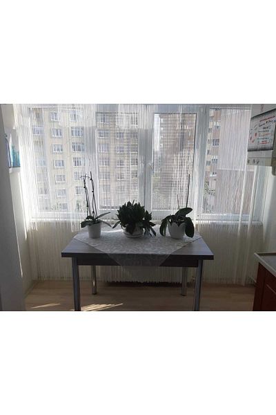 AKÇA TEKSTİL Rope Model Broken White Color Rope Curtain 180 cm Width 280 cm Length 2 mm in Strips Ready String Curtain