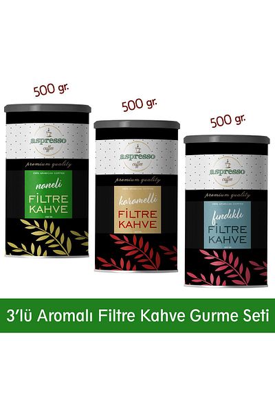 Aspresso Flavored Filter Coffee Set (MINT, CARAMEL, NUT)