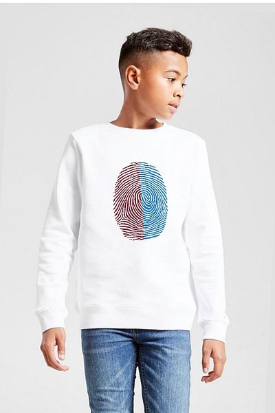 Tshirthane Μπλουζάκι Claret Red Blue Fingerprint White Παιδικό φούτερ 2ip