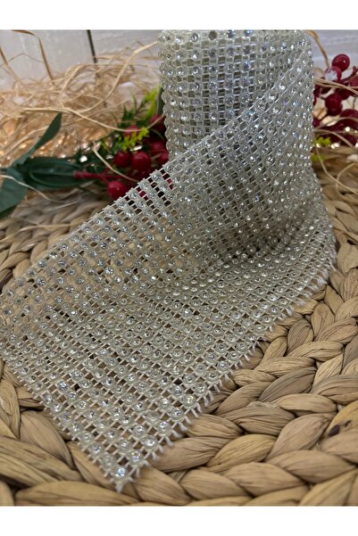 Deniz Party Store 4 mm  KRİSTAL TAŞLI 18 SIRA PLASTİK ŞERİT GOFRET 1 METRE