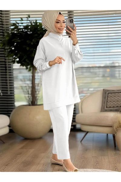 MANCY Women's Zippered Collar 2-Piece Hijab Set