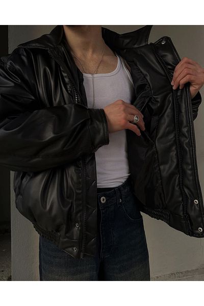 çerme Oversize Vintage Leather Jacket