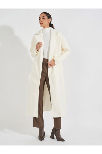 Styli Oversized Midi Length Belted Wool Like Coat