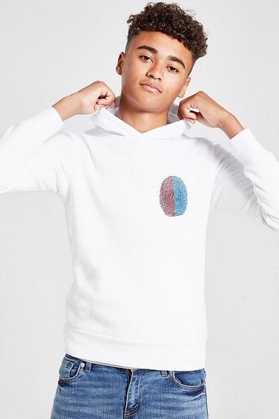 Tshirthane Детски суитшърт с качулка и пръстови отпечатъци в бордо и бяло