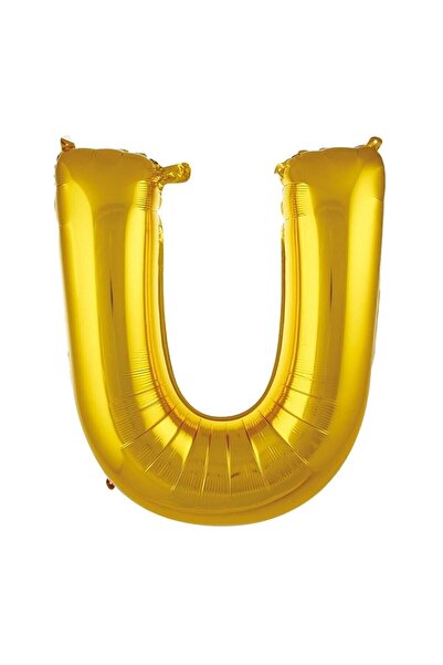 HKNYS بالون فويل ملون بحرف U ذهبي - 100 سم - بالون فويل اسم الحرف