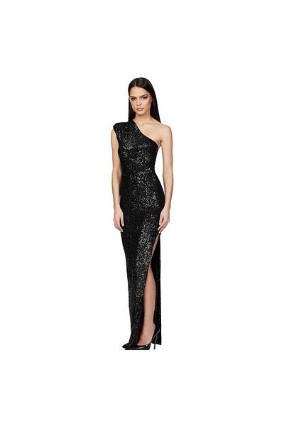 MODAS One Shoulder Slip Neck Long Slit Evening Dress