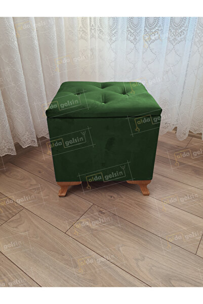 aldagelsin Lüks Sandıklı Tabure Puf 45 x 45 cm Ceviz Ayak