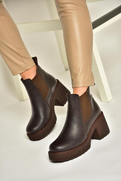 Fox Shoes T996220009 Kahverengi Kalın Topuklu Kadın Bot