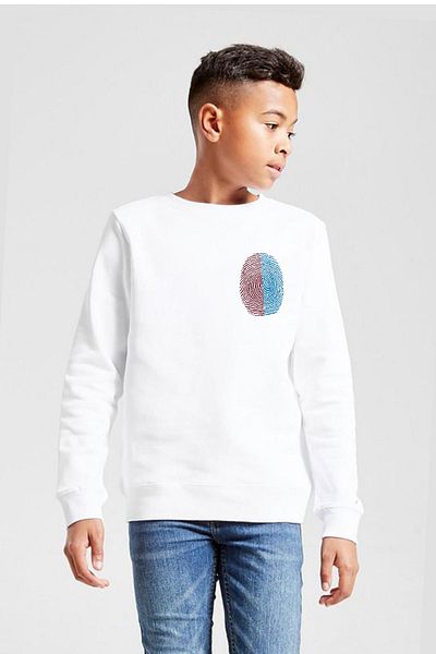 Tshirthane Μπλουζάκι Claret Red Blue Fingerprint White Παιδικό φούτερ 2ip