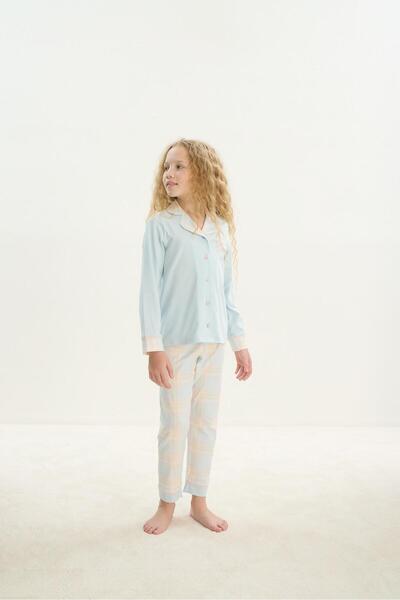 ZEYZEY 8753 Дівчачий піжамний комплект з довгими рукавами та ґудзиками спереду