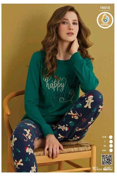 Çağrı costum de pijama termică moale cu tema de Crăciun