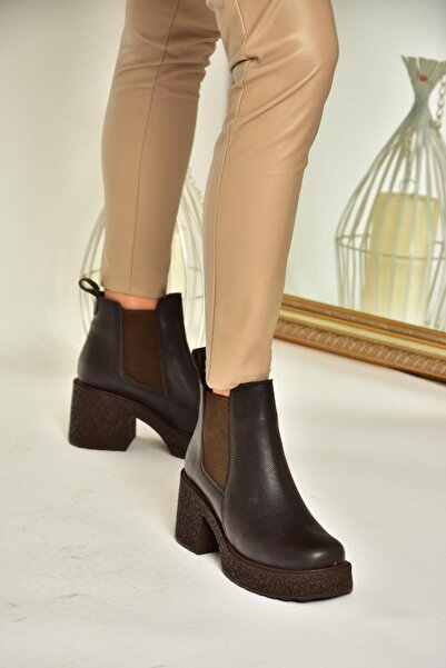 Fox Shoes T996220009 Kahverengi Kalın Topuklu Kadın Bot