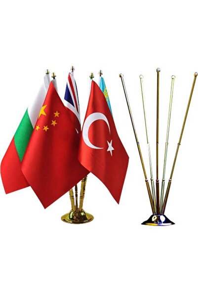 Genel Markalar Ülke Bayrakları Krom Beşli (5li) Masa Bayrağı