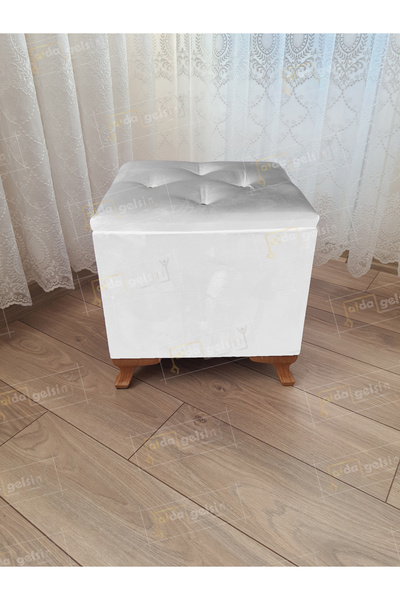 aldagelsin Lüks Sandıklı Tabure Puf 45 x 45 cm Ceviz Ayak