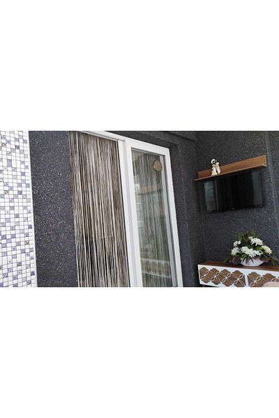 AKÇA TEKSTİL Rope Model Broken White Color Rope Curtain 180 cm Width 280 cm Length 2 mm in Strips Ready String Curtain