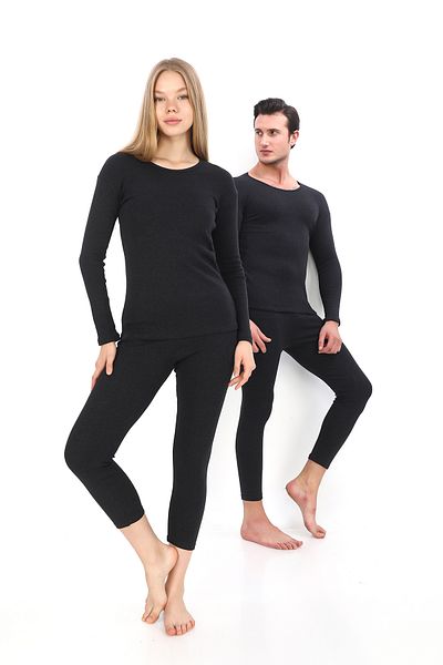 Sh Mağazacılık Lenjerie termică de iarnă unisex din bumbac - Set de sus și de jos din lână elastic și confortabil