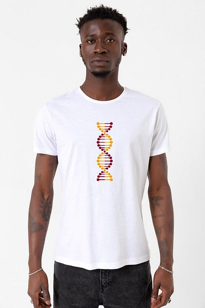 Tshirthane Κίτρινο Κόκκινο Dna Λευκό Ανδρικό Ποδηλατικό Μπλουζάκι