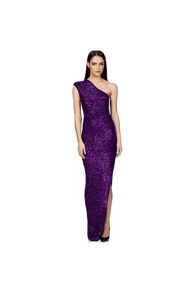 MODAS One Shoulder Slip Neck Long Slit Evening Dress