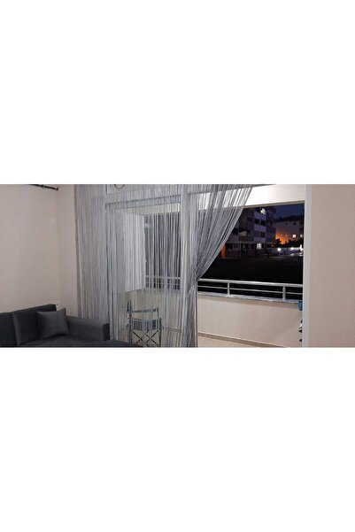 AKÇA TEKSTİL Rope Model Gray Color Rope Curtain 180 cm Width 280 cm Length 2 mm in Strips Ready String Curtain