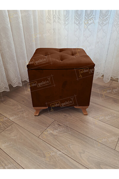 aldagelsin Lüks Sandıklı Tabure Puf 45 x 45 cm Ceviz Ayak