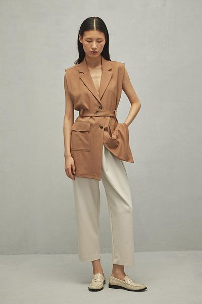 Fahhar Camel Women's Vest with Pockets