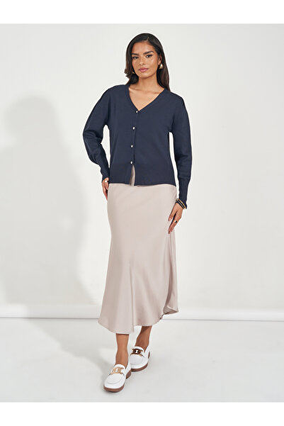 Styli Regular Fit Buttoned Cardigan with Volume Sleeves