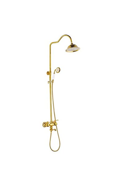 ACAR Roza Gold Banyo Bataryalı Yağmur Duş Seti Altın Renkli
