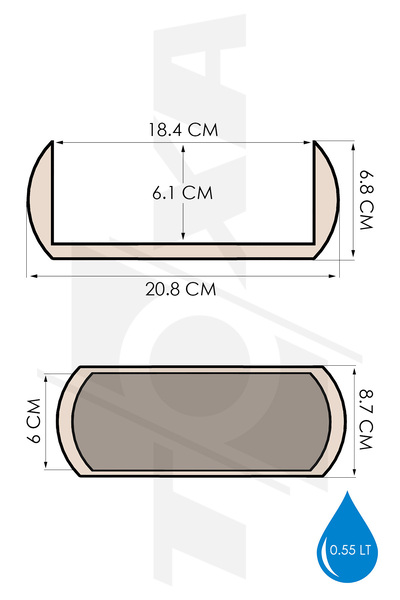 ToXA 0.55 Litre Bej Krem Uzun Mercan Saksı No1 Plastik Dekoratif Kaktüs Sukulent Saksısı