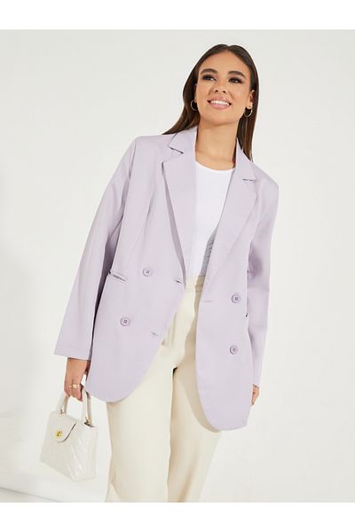 Styli Regular Fit Longline Double Breasted Blazer