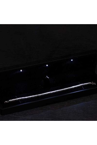 Skygo 4 mm WhIte Stone SIlver LIGhted Women's Bracelet - Waterway