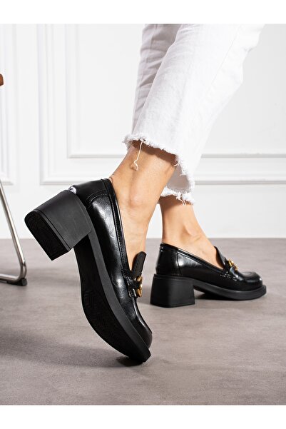 Alemdar Shoes SONİTA Siyah Gold Toka Detay Kadın Loafer