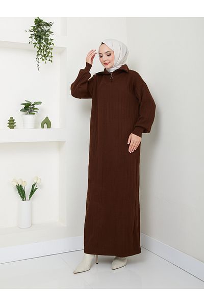 VOLT CLOTHİNG Damen-Strickkleid mit Reißverschluss