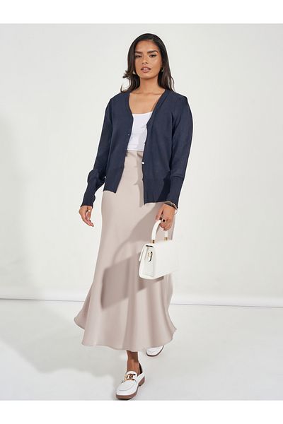Styli Regular Fit Buttoned Cardigan with Volume Sleeves