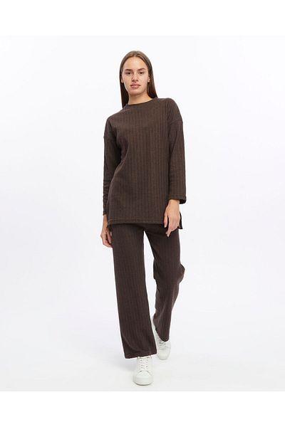 Wearflawless Cotton Corded Slit Detailed Long Set