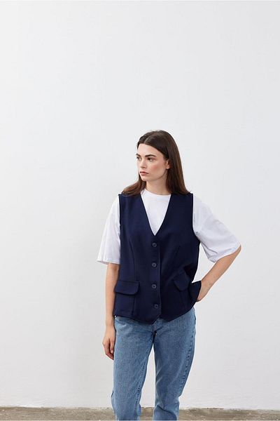 Fahhar Vestă de damă oversize bleumarin