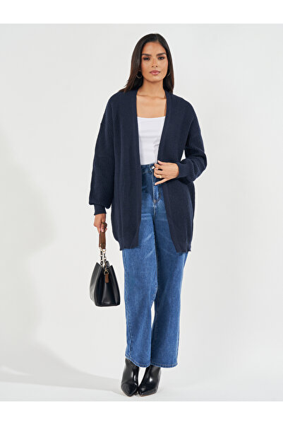 Styli Regular Fit Longline Cardigan with Volume Sleeves