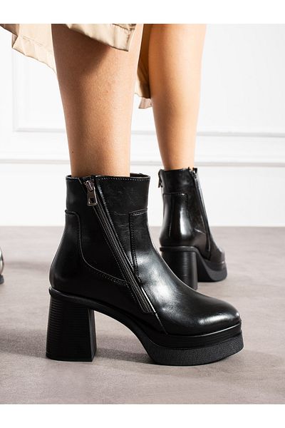 Alemdar Shoes CALETTO Μαύρες Γυναικείες Μπότες με λεπτομέρεια με φερμουάρ