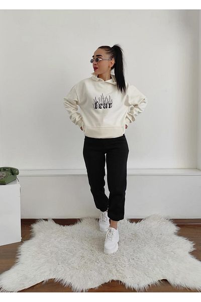 6 butik altı üstü butik Σετ αθλητικών φόρμας Fear Flame Print