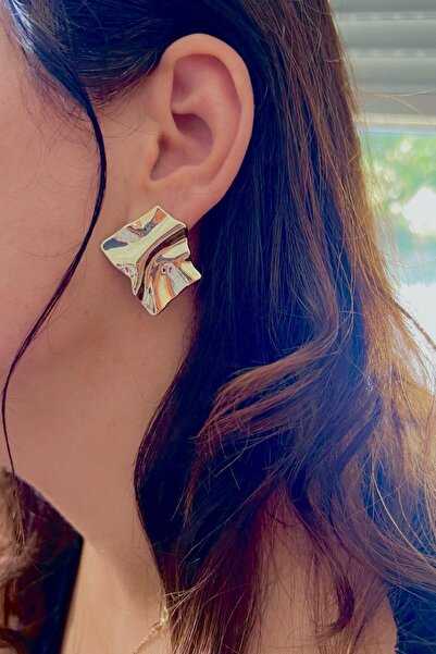 MAZEN نموذج مربع غير متماثل متموج أقراط Pinterest