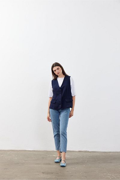 Fahhar Vestă de damă oversize bleumarin