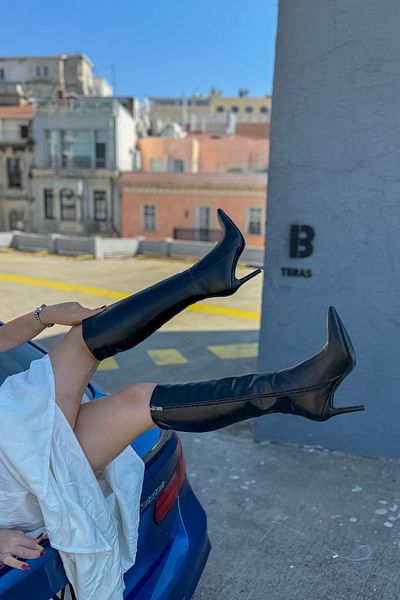 SHOEBELLAS Dámské boty Mek černé kožené na zip