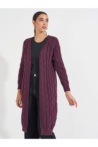 Styli Regular Fit Longline Cable Knit Cardigan